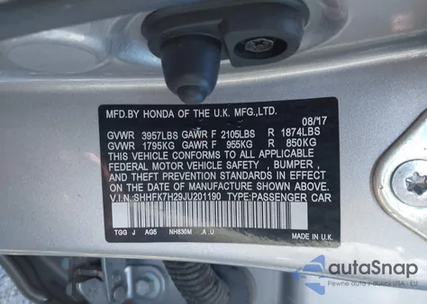 2018 Honda Civic Lx from USA, damaged, VIN SHHFK7H29JU201190